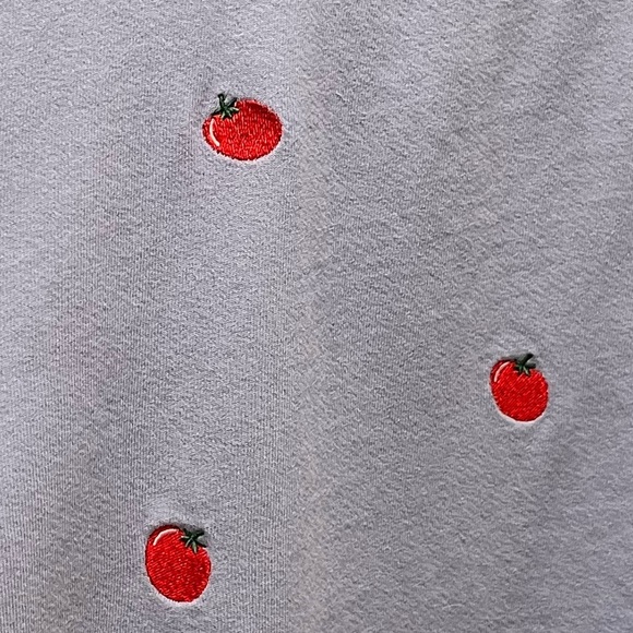 T. La Puff-Sleeve Pullover Shirt French Terry Blue tomato Embroidery 2X - Picture 10 of 13